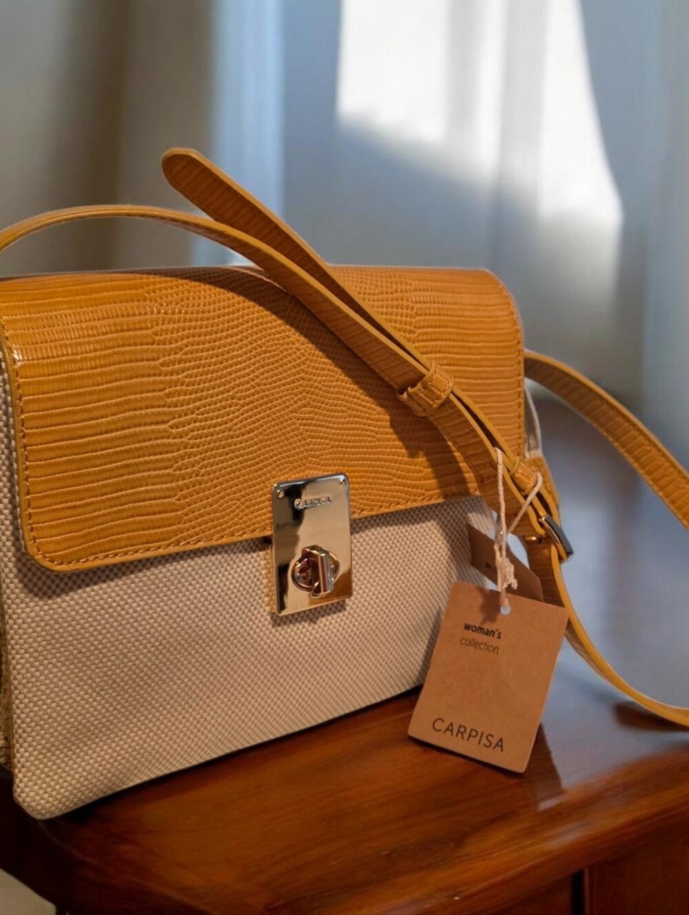 Yellow and Cream Caprisa Crossbody Bag